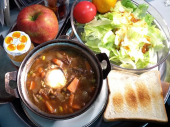 朝から残りカレーで 画像1
