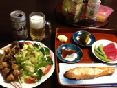マグロ刺身サーモン塩焼き 画像2
