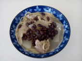 ししゃもと豚骨ラーメンに小豆トッピング 画像1
