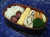 ささみの梅しそ巻き弁当。 画像1
